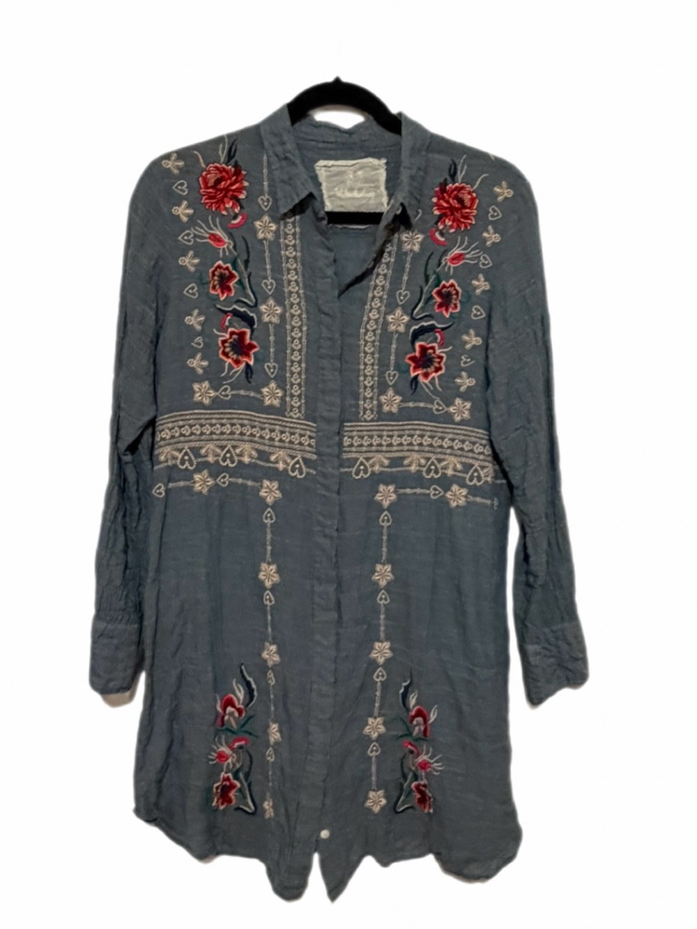 Johnny Was White Label with Red Brand Embroidery